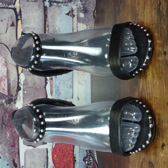 Lala Ikai Silver Studded Faux Leather Heels - Picture 3 of 10